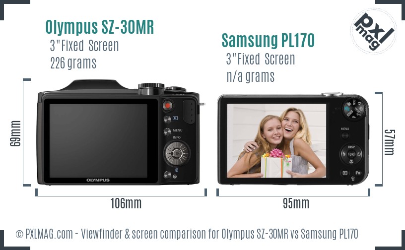 Olympus SZ-30MR vs Samsung PL170 Screen and Viewfinder comparison