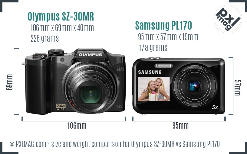 Olympus SZ-30MR vs Samsung PL170 size comparison Olympus SZ-30MR vs Samsung PL170 size comparison