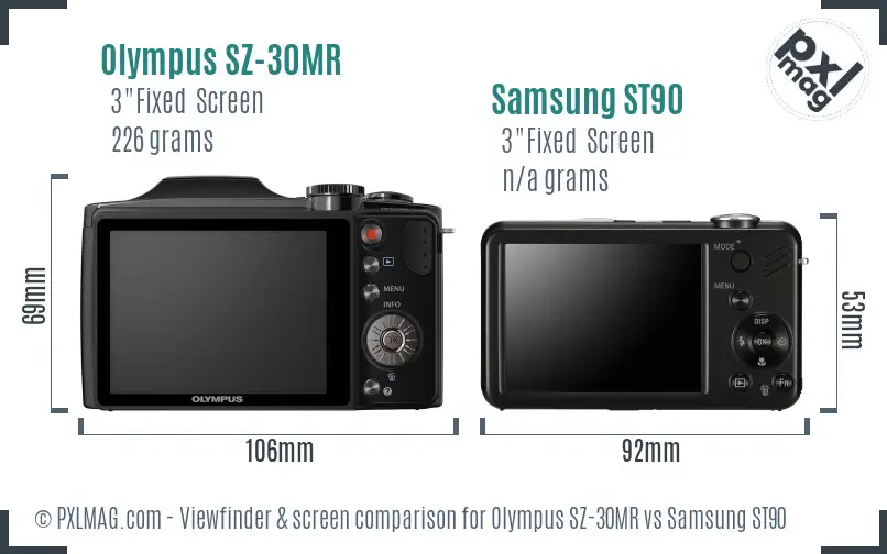 Olympus SZ-30MR vs Samsung ST90 Screen and Viewfinder comparison