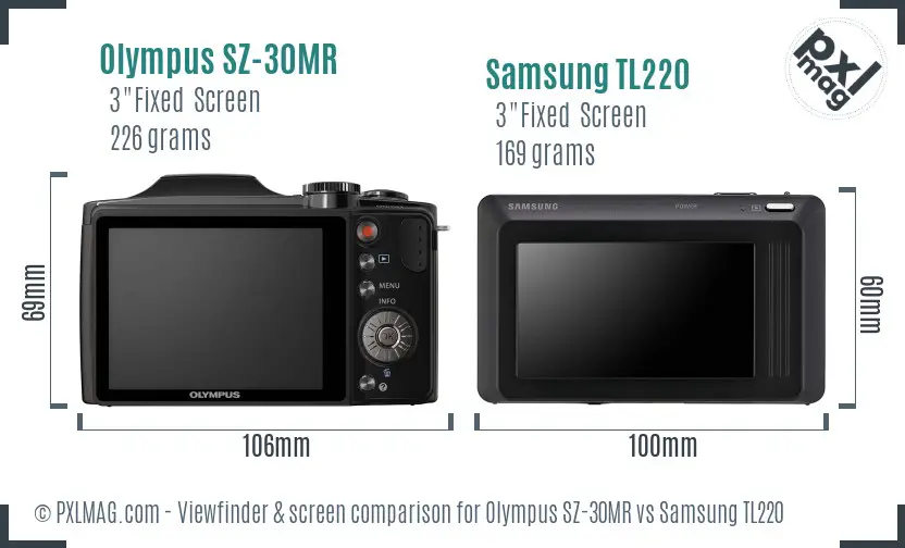 Olympus SZ-30MR vs Samsung TL220 Screen and Viewfinder comparison Olympus SZ-30MR vs Samsung TL220 Screen and Viewfinder comparison