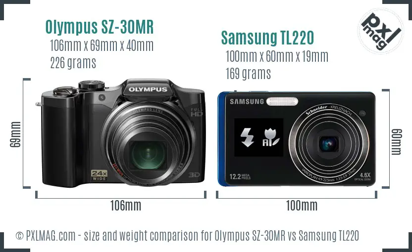 Olympus SZ-30MR vs Samsung TL220 size comparison Olympus SZ-30MR vs Samsung TL220 size comparison