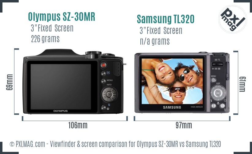 Olympus SZ-30MR vs Samsung TL320 Screen and Viewfinder comparison