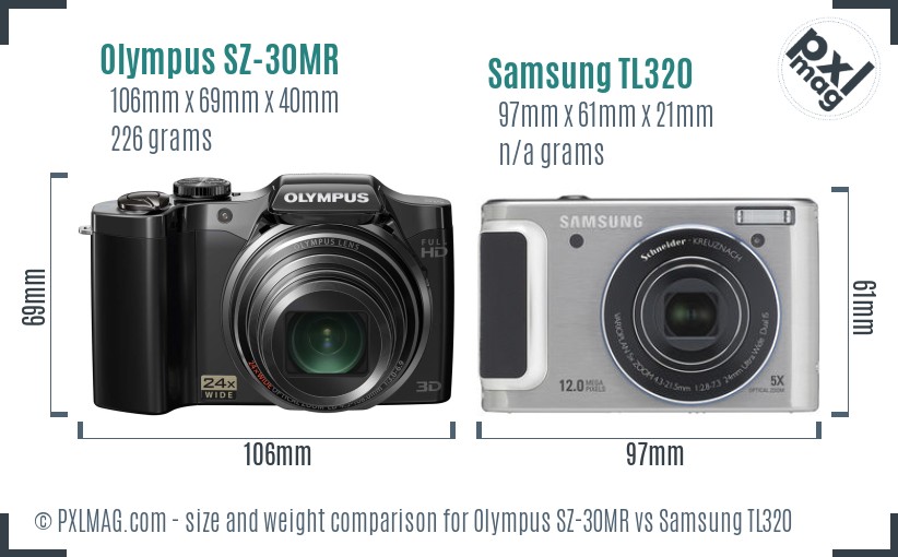 Olympus SZ-30MR vs Samsung TL320 size comparison Olympus SZ-30MR vs Samsung TL320 size comparison