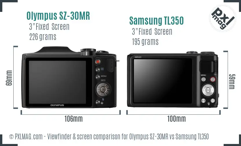 Olympus SZ-30MR vs Samsung TL350 Screen and Viewfinder comparison