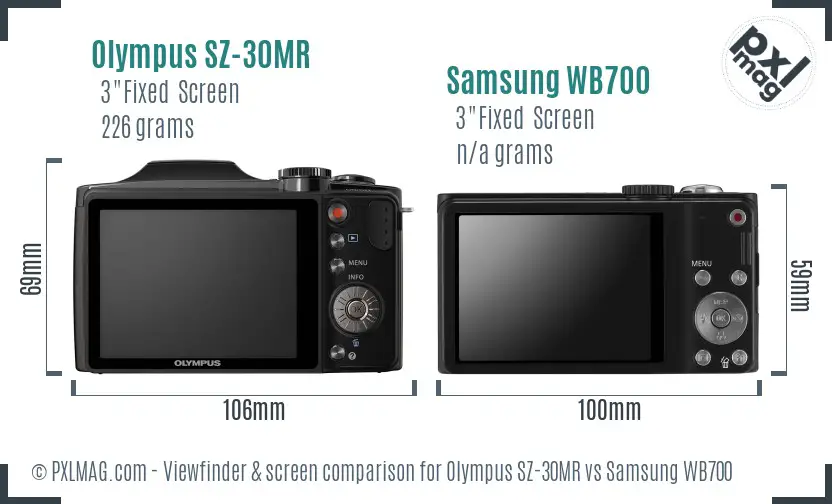 Olympus SZ-30MR vs Samsung WB700 Screen and Viewfinder comparison