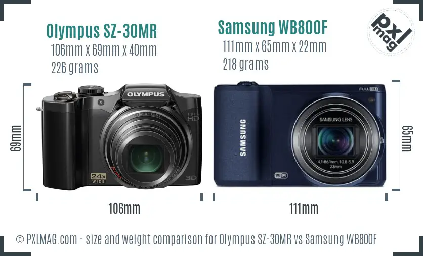 Olympus SZ-30MR vs Samsung WB800F size comparison Olympus SZ-30MR vs Samsung WB800F size comparison