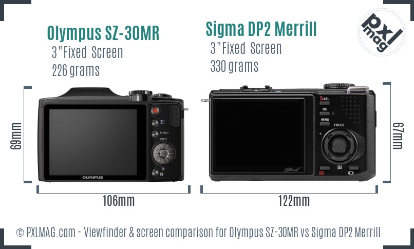 Olympus SZ-30MR vs Sigma DP2 Merrill Screen and Viewfinder comparison