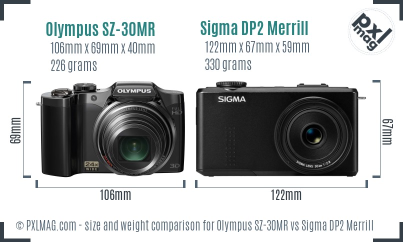 Olympus SZ-30MR vs Sigma DP2 Merrill size comparison Olympus SZ-30MR vs Sigma DP2 Merrill size comparison