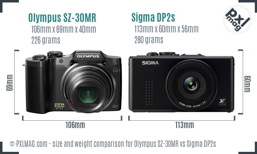 Olympus SZ-30MR vs Sigma DP2s size comparison