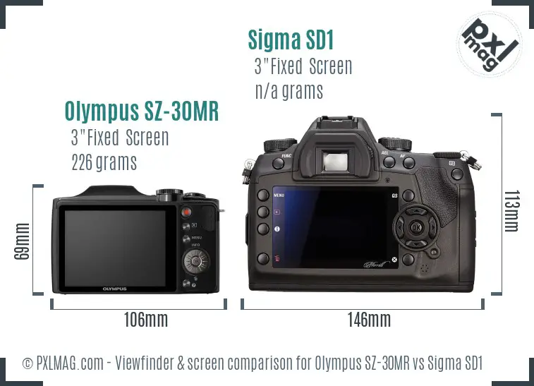 Olympus SZ-30MR vs Sigma SD1 Screen and Viewfinder comparison