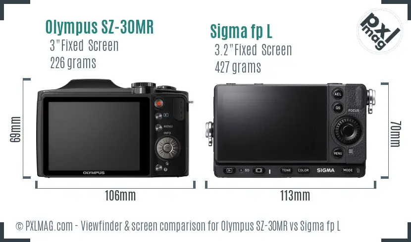 Olympus SZ-30MR vs Sigma fp L Screen and Viewfinder comparison