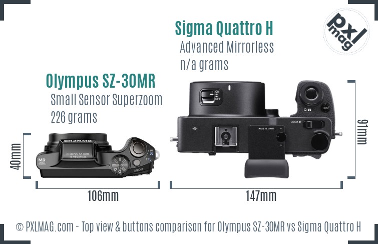Olympus SZ-30MR vs Sigma Quattro H top view buttons comparison