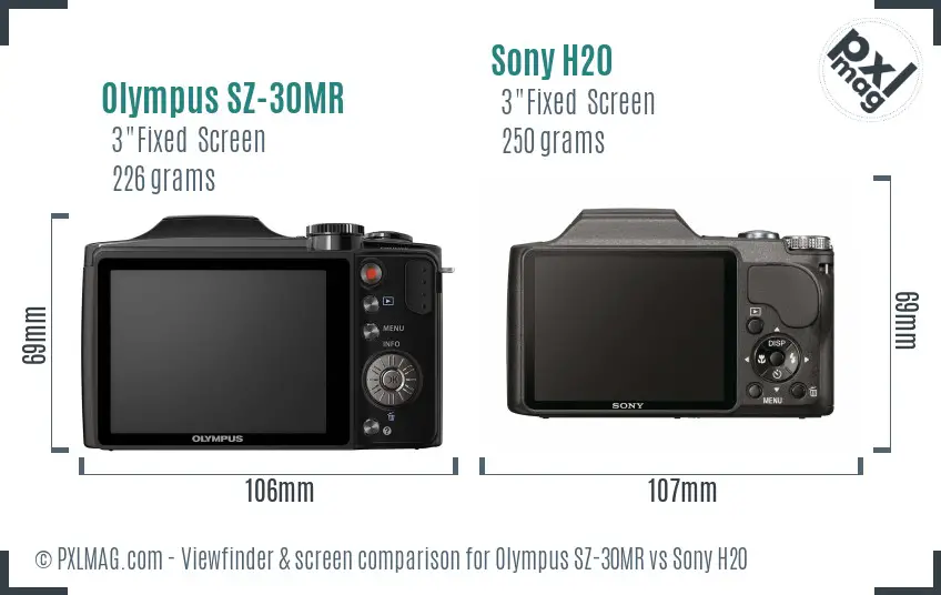 Olympus SZ-30MR vs Sony H20 Screen and Viewfinder comparison