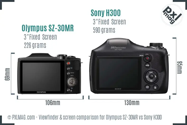 Olympus SZ-30MR vs Sony H300 Screen and Viewfinder comparison