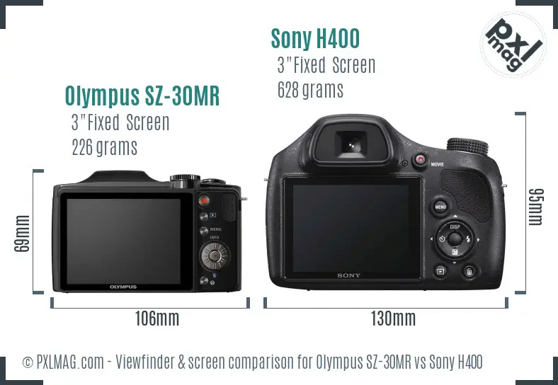 Olympus SZ-30MR vs Sony H400 Screen and Viewfinder comparison