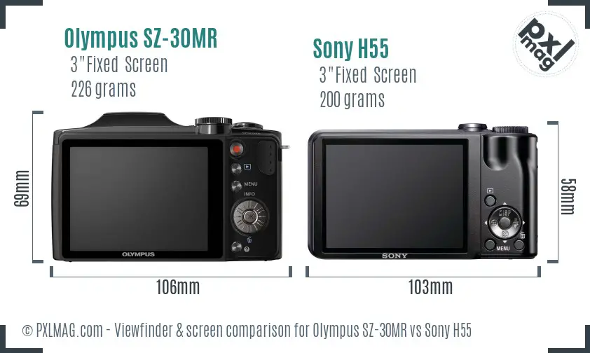 Olympus SZ-30MR vs Sony H55 Screen and Viewfinder comparison