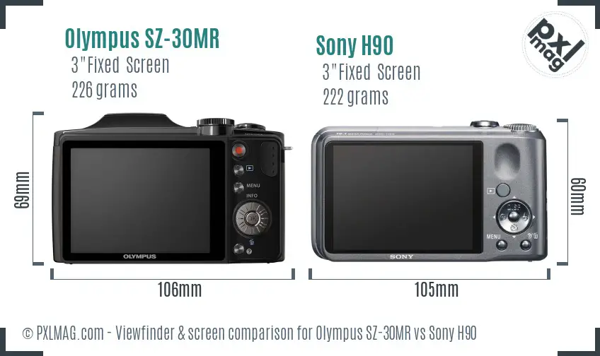 Olympus SZ-30MR vs Sony H90 Screen and Viewfinder comparison