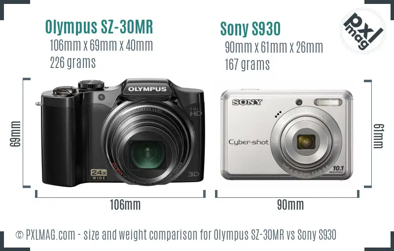 Olympus SZ-30MR vs Sony S930 size comparison