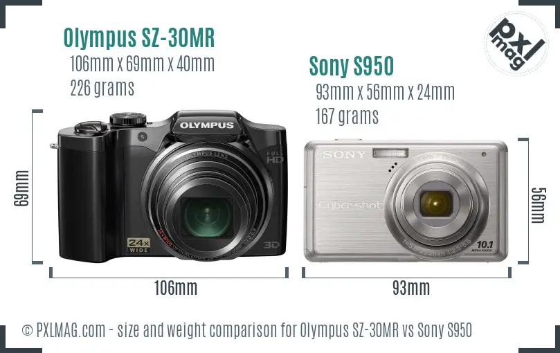 Olympus SZ-30MR vs Sony S950 size comparison