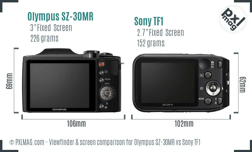 Olympus SZ-30MR vs Sony TF1 Screen and Viewfinder comparison