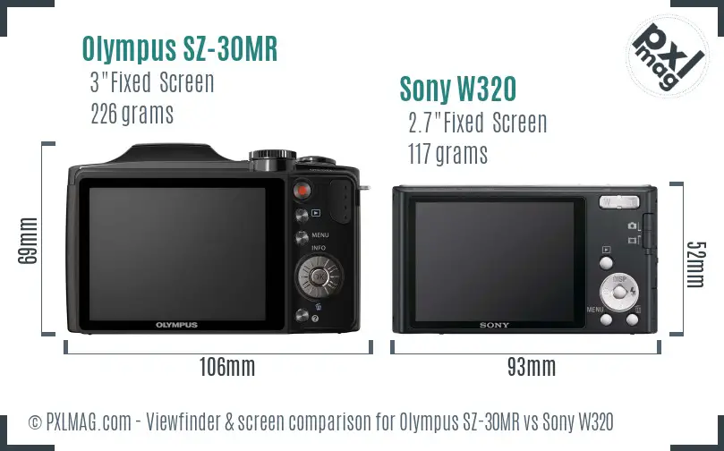 Olympus SZ-30MR vs Sony W320 Screen and Viewfinder comparison Olympus SZ-30MR vs Sony W320 Screen and Viewfinder comparison