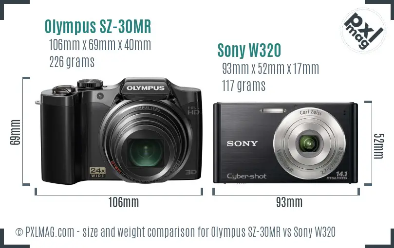 Olympus SZ-30MR vs Sony W320 size comparison Olympus SZ-30MR vs Sony W320 size comparison