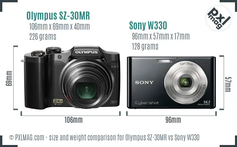 Olympus SZ-30MR vs Sony W330 size comparison