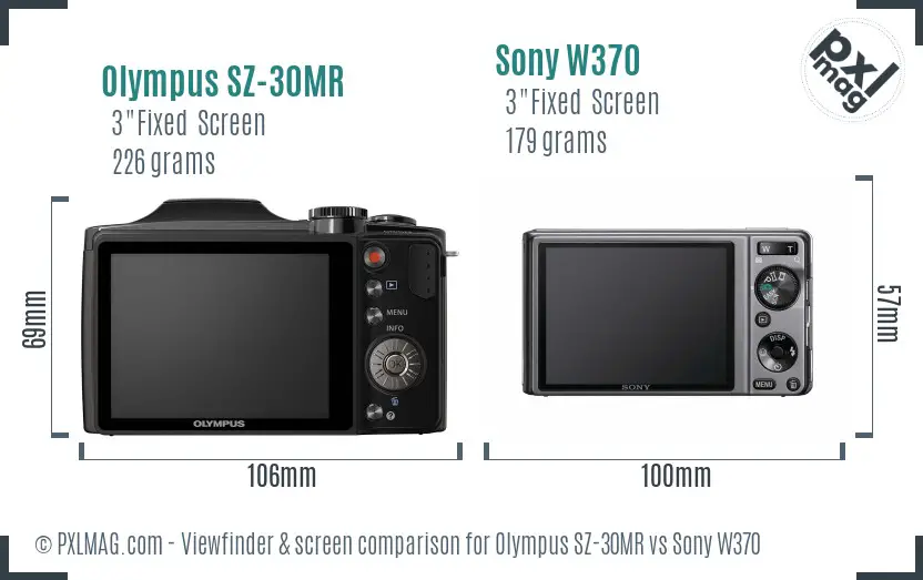 Olympus SZ-30MR vs Sony W370 Screen and Viewfinder comparison