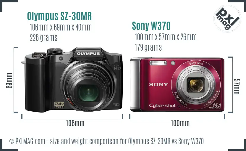 Olympus SZ-30MR vs Sony W370 size comparison