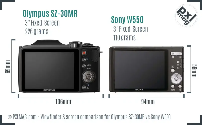 Olympus SZ-30MR vs Sony W550 Screen and Viewfinder comparison Olympus SZ-30MR vs Sony W550 Screen and Viewfinder comparison