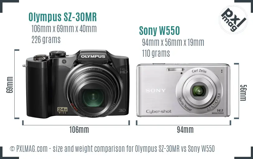 Olympus SZ-30MR vs Sony W550 size comparison Olympus SZ-30MR vs Sony W550 size comparison