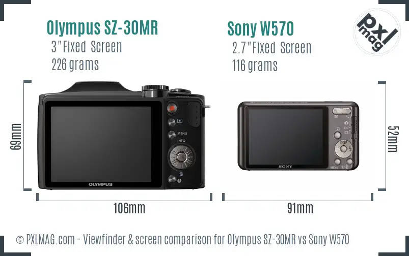 Olympus SZ-30MR vs Sony W570 Screen and Viewfinder comparison