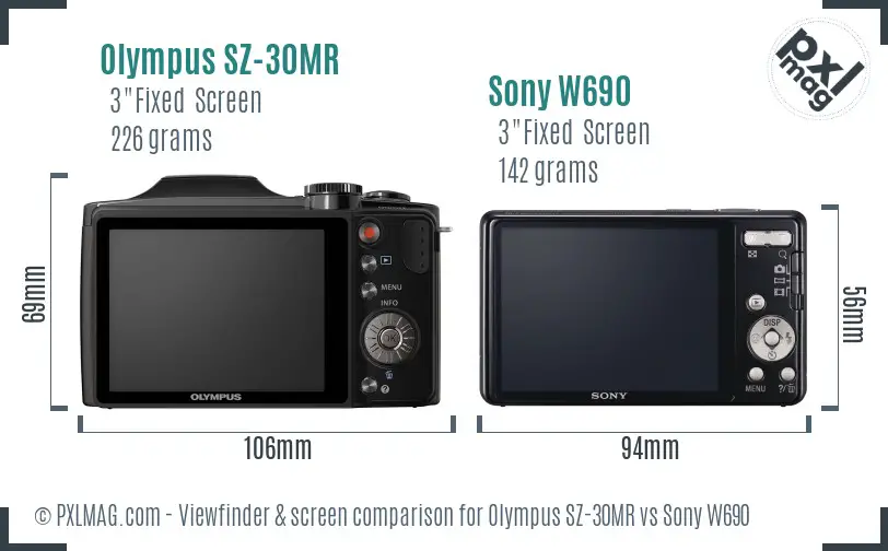 Olympus SZ-30MR vs Sony W690 Screen and Viewfinder comparison