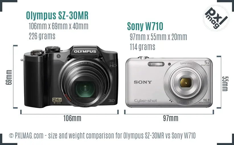 Olympus SZ-30MR vs Sony W710 size comparison