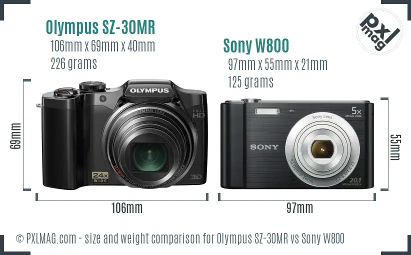 Olympus SZ-30MR vs Sony W800 size comparison