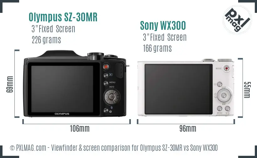 Olympus SZ-30MR vs Sony WX300 Screen and Viewfinder comparison