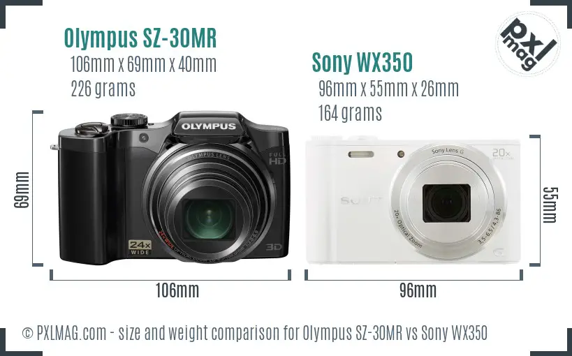 Olympus SZ-30MR vs Sony WX350 size comparison