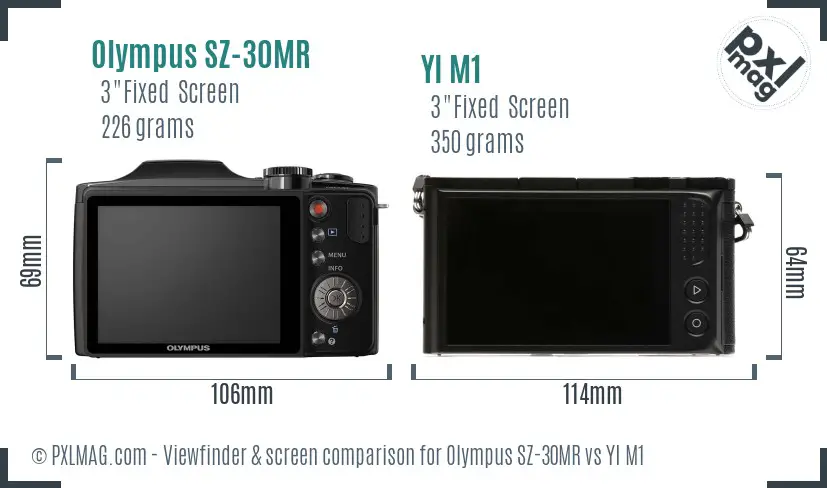 Olympus SZ-30MR vs YI M1 Screen and Viewfinder comparison