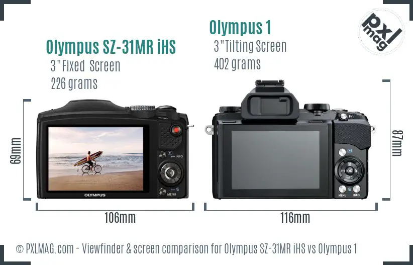 Olympus SZ-31MR iHS vs Olympus 1 Screen and Viewfinder comparison