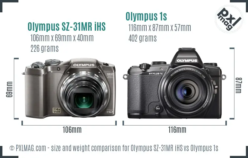 Olympus SZ-31MR iHS vs Olympus 1s size comparison