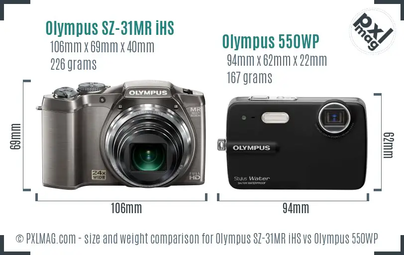 Olympus SZ-31MR iHS vs Olympus 550WP size comparison