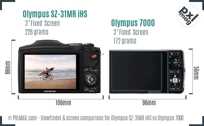 Olympus SZ-31MR iHS vs Olympus 7000 Screen and Viewfinder comparison