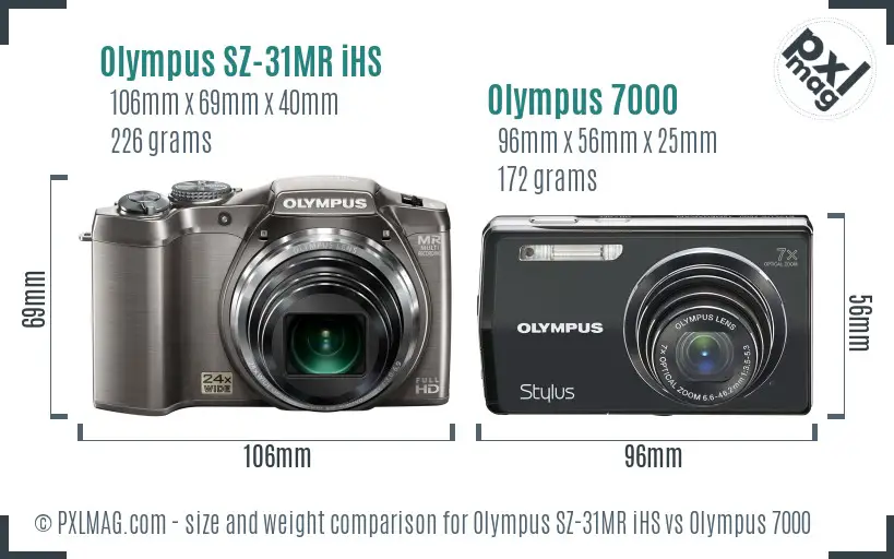 Olympus SZ-31MR iHS vs Olympus 7000 size comparison