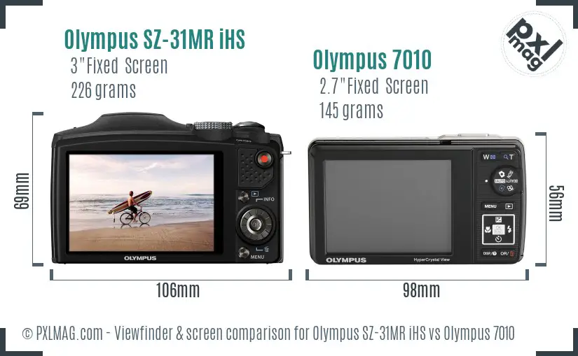 Olympus SZ-31MR iHS vs Olympus 7010 Screen and Viewfinder comparison