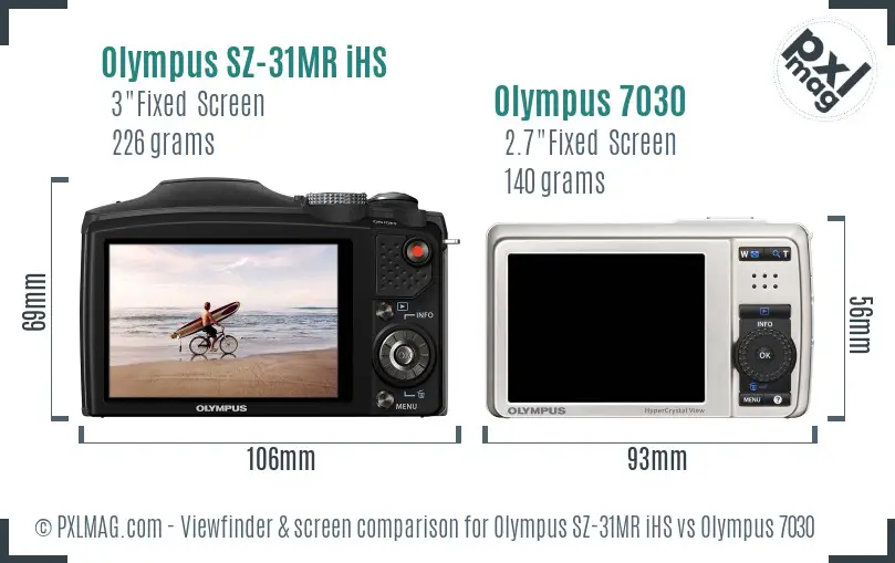 Olympus SZ-31MR iHS vs Olympus 7030 Screen and Viewfinder comparison