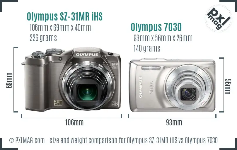Olympus SZ-31MR iHS vs Olympus 7030 size comparison