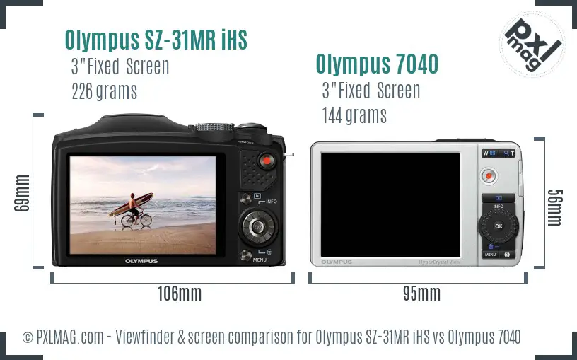 Olympus SZ-31MR iHS vs Olympus 7040 Screen and Viewfinder comparison