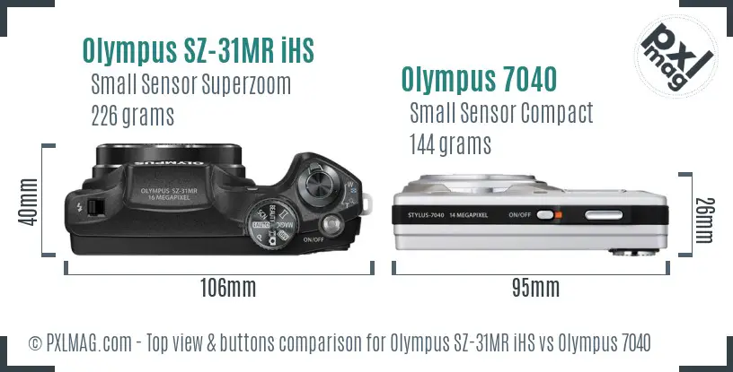 Olympus SZ-31MR iHS vs Olympus 7040 top view buttons comparison