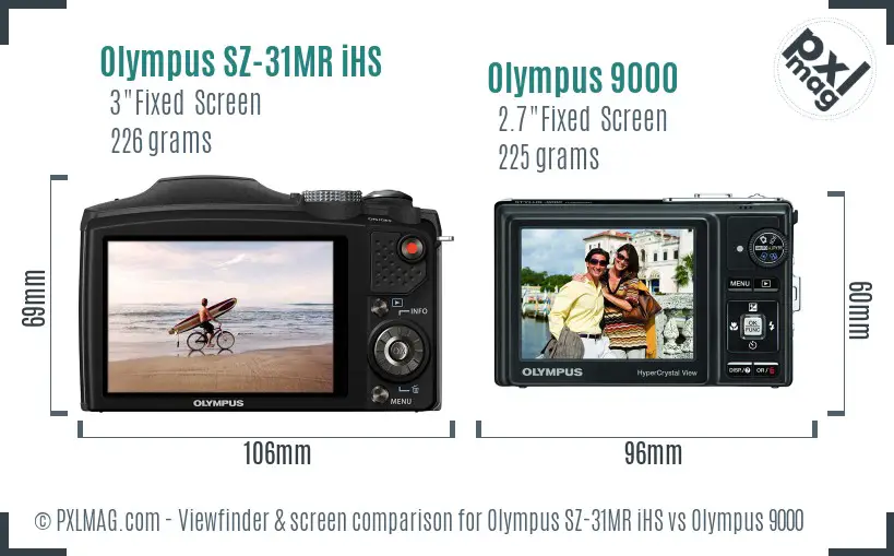 Olympus SZ-31MR iHS vs Olympus 9000 Screen and Viewfinder comparison