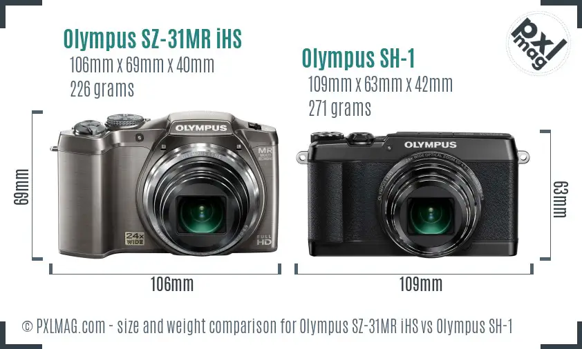 Olympus SZ-31MR iHS vs Olympus SH-1 size comparison